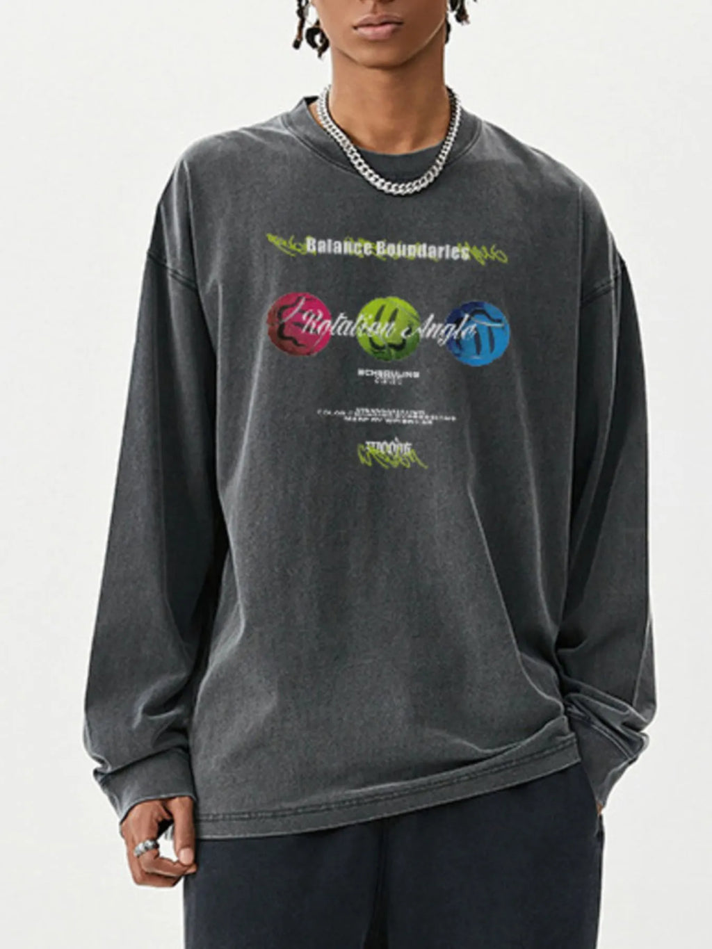 Men's Graphic Round Neck Long Sleeve T-Shirt