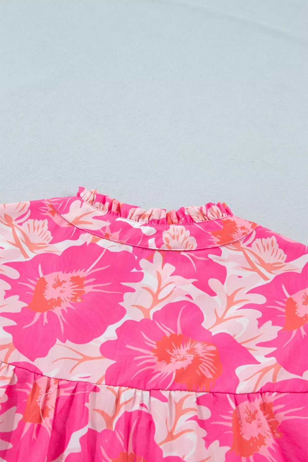 Short Bubble Sleeve Summer Floral Blouse