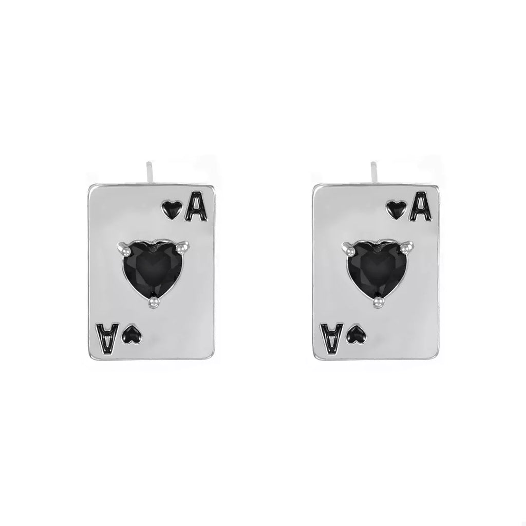 Poker Card Ace of Hearts Stud Earrings