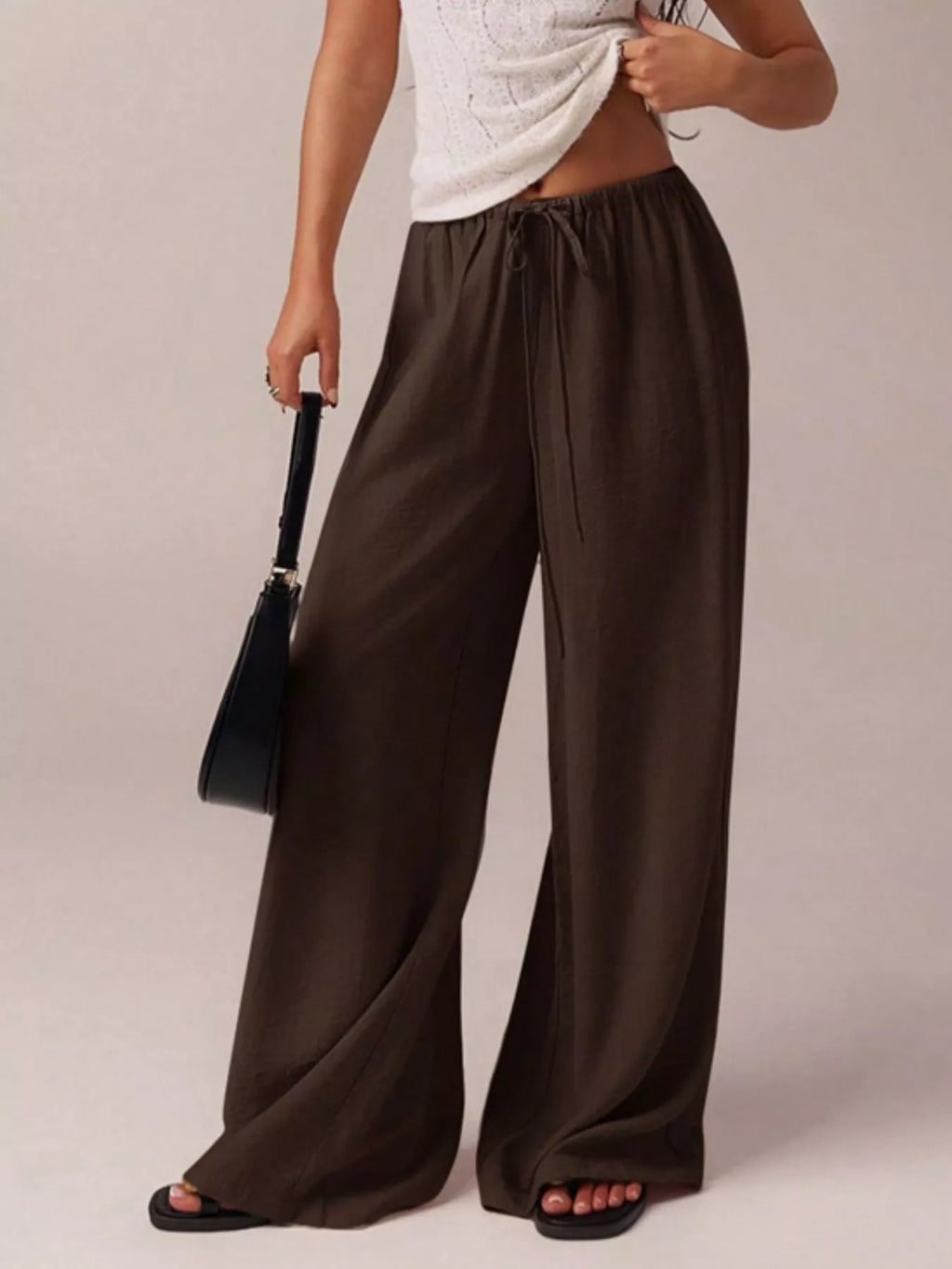 Drawstring Wide Leg Pants