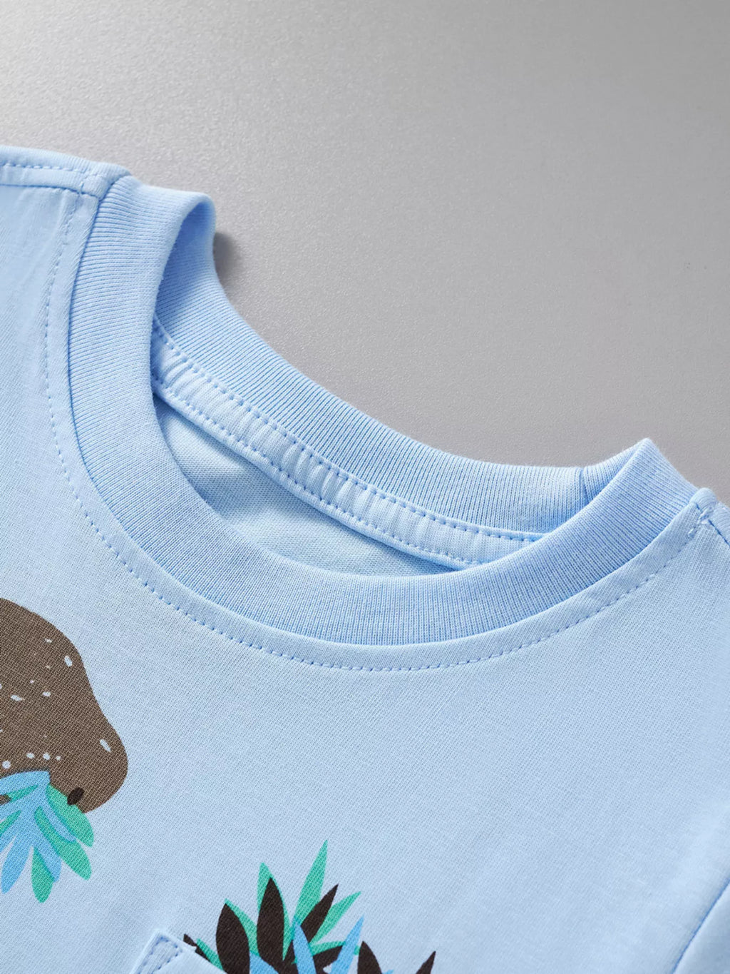 Children's Dinosaur Round Neck Top and Shorts Set
