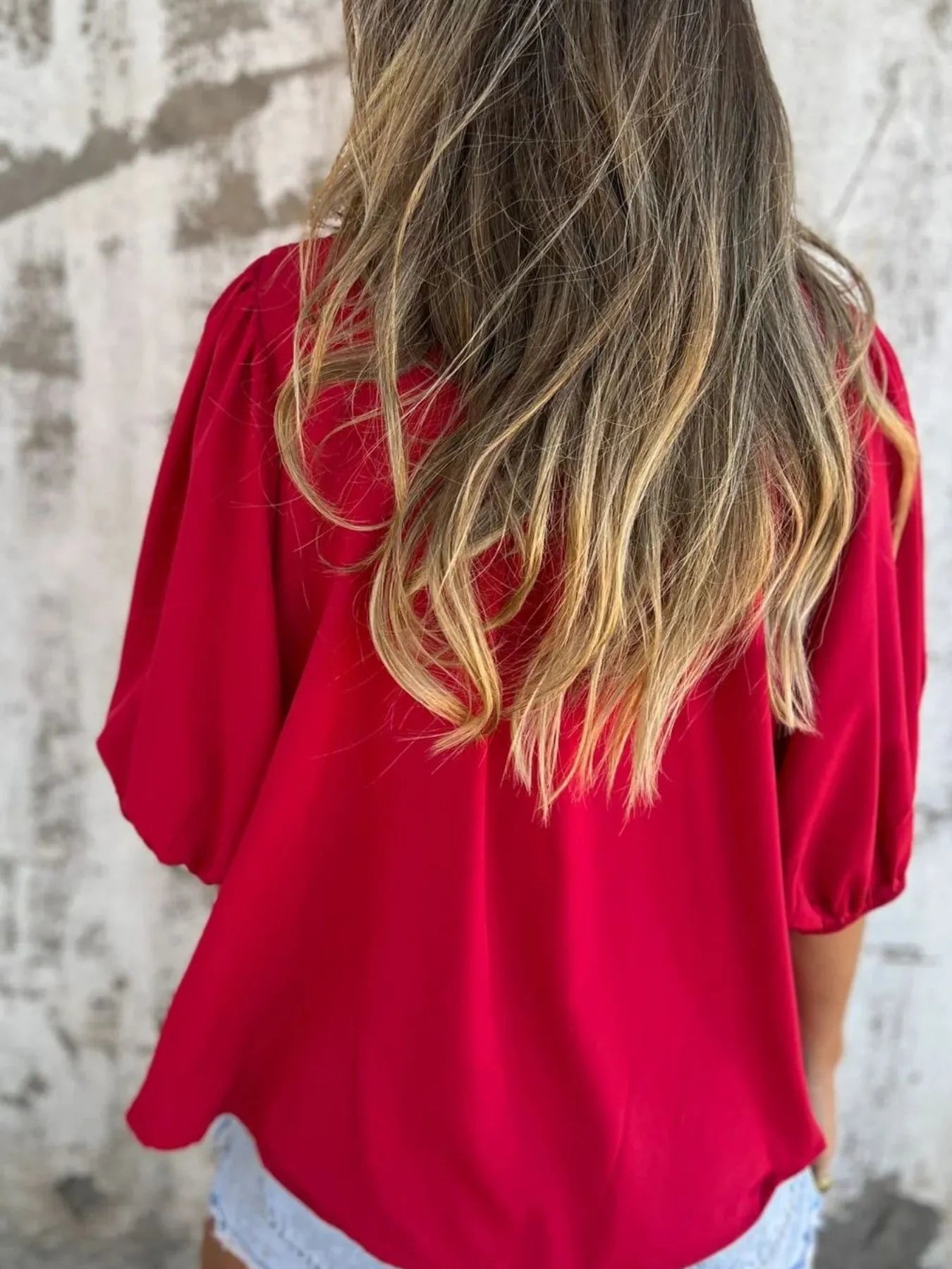 Full Size Smocked Puff Sleeve Blouse Plus Size