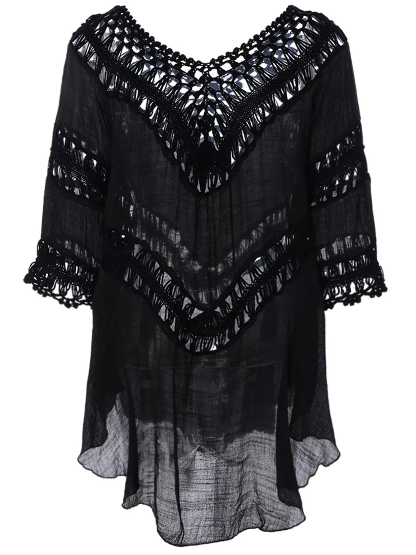 Crochet Trimmed Flowy Cover Up Dress
