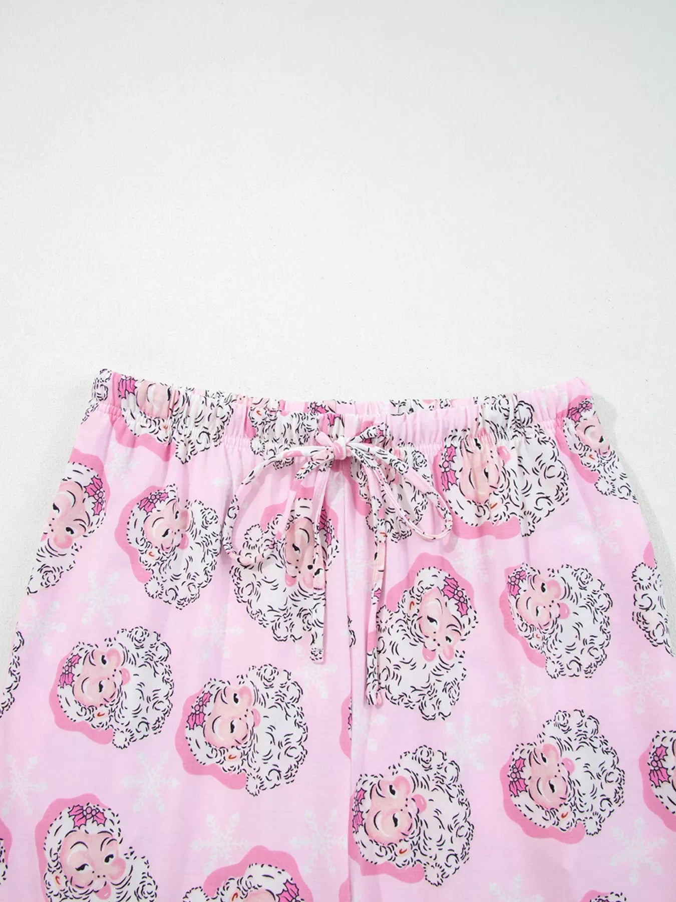 Santa Claus Print V Neck Tee Drawstring Pants 2pcs Lounge Set
