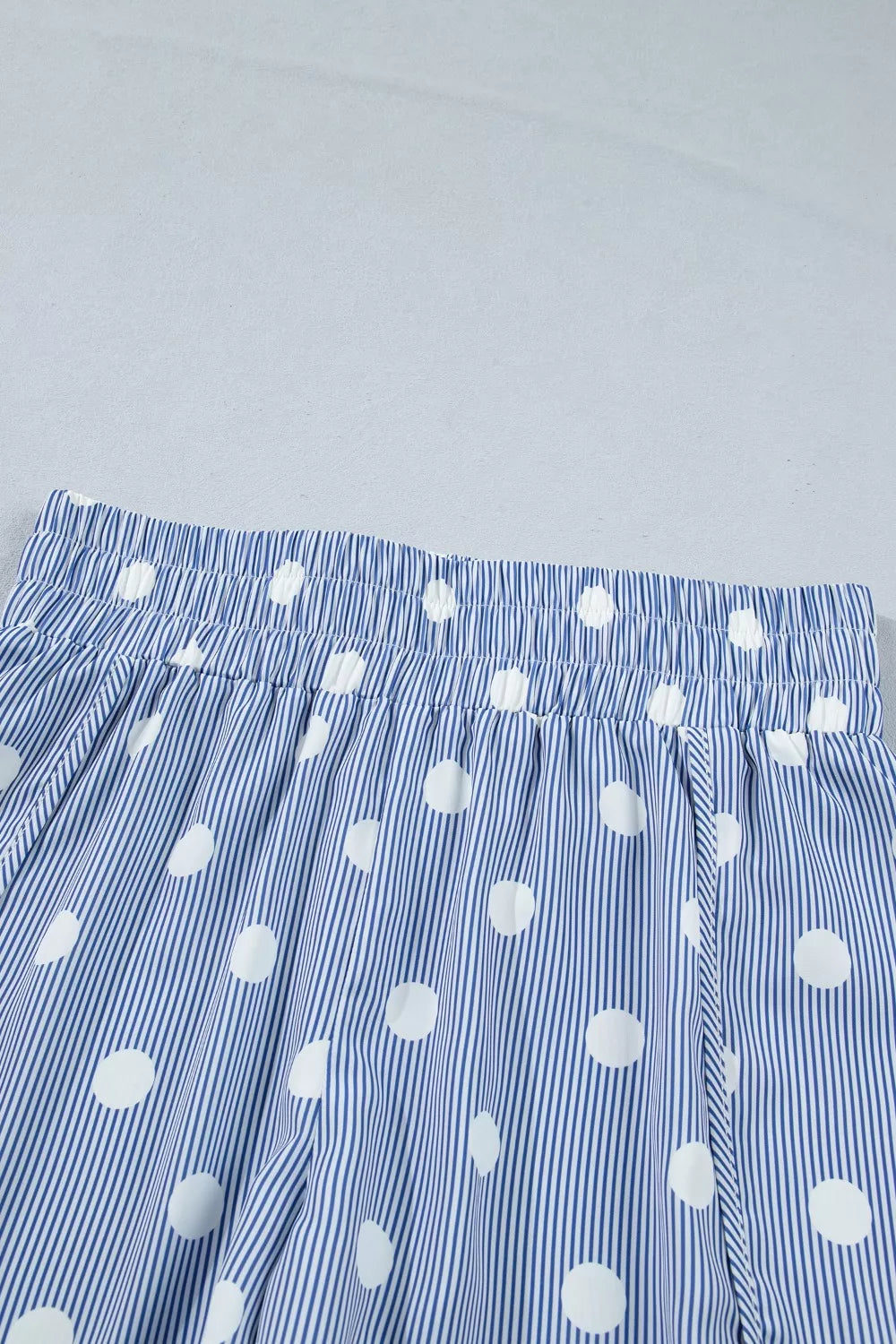 Polka Dot Striped Elastic Waist Shorts