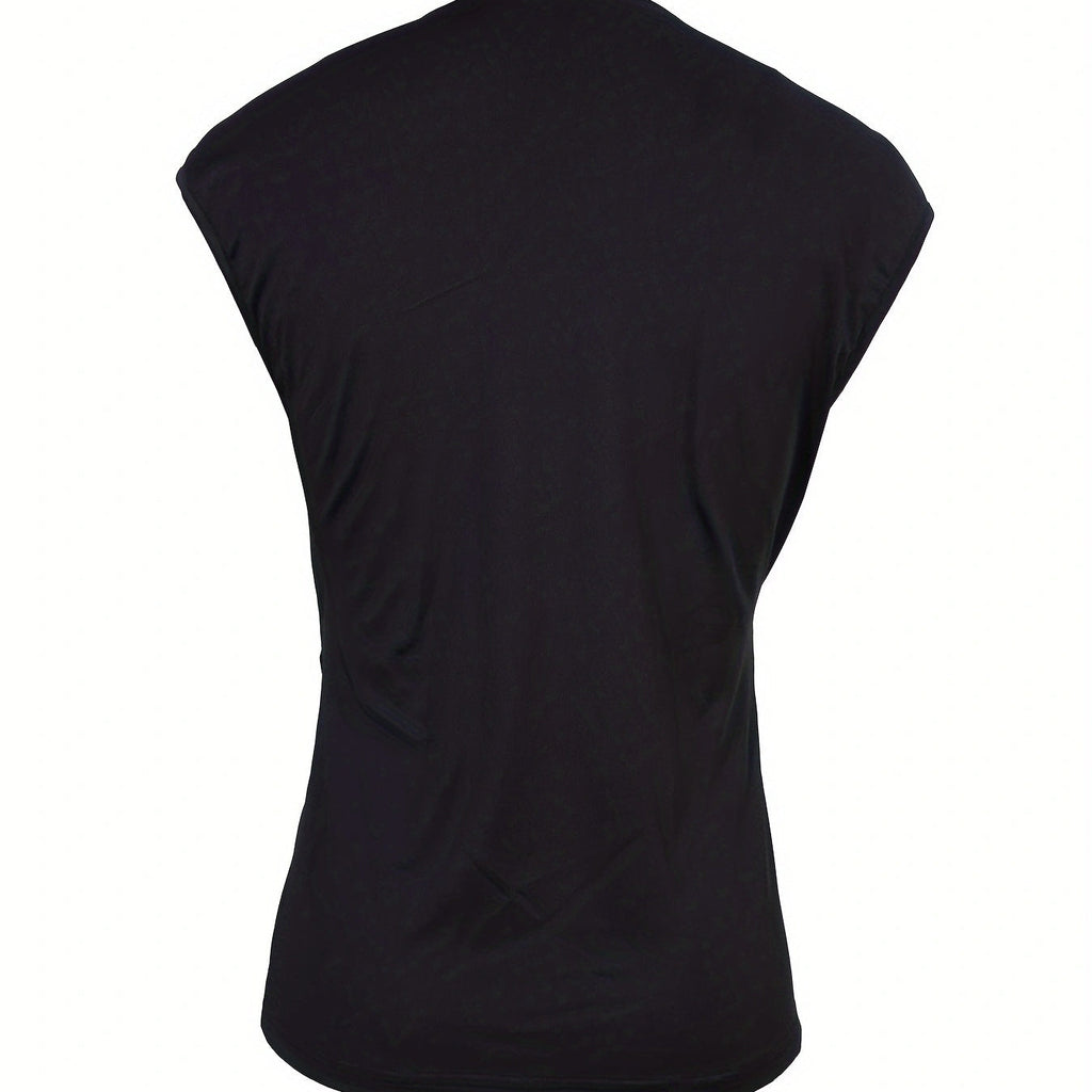 Women's Sleeveless Collar With Unique Design T-shirt Top