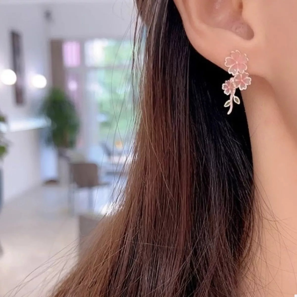 Asymmetrical Flower Drop Earrings