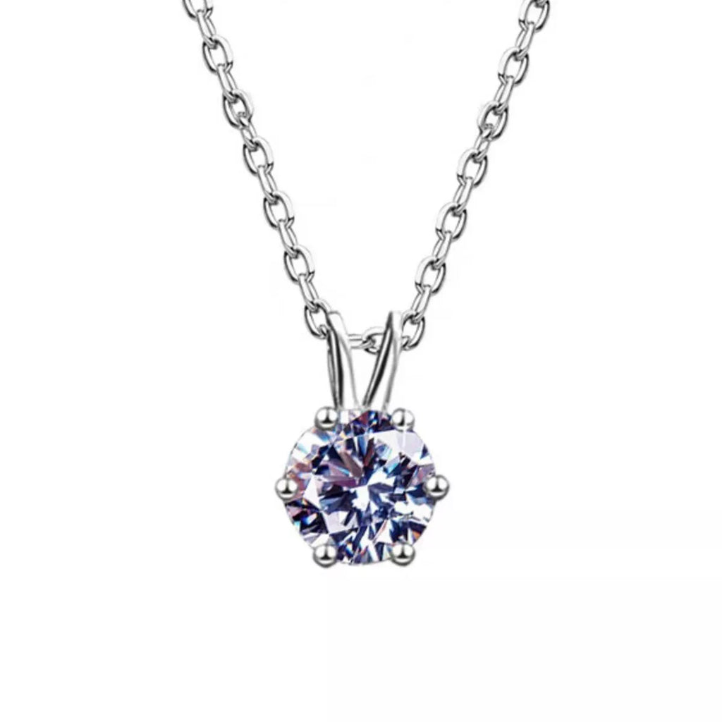2 Carat Moissanite 925 Sterling Silver Pendant Necklace