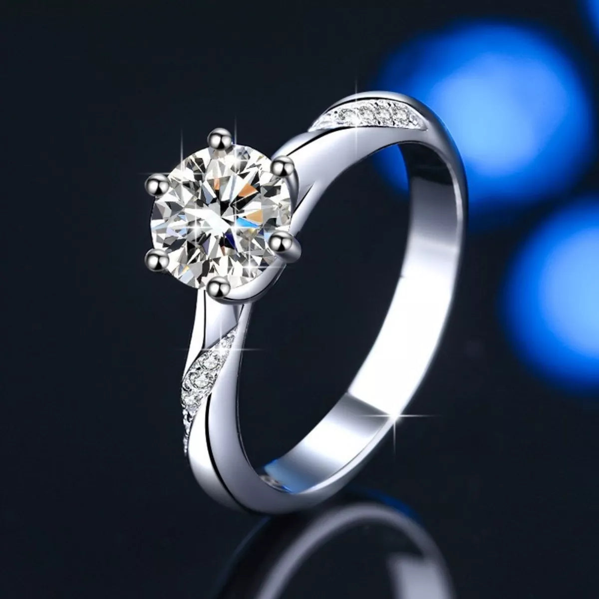 1 Carat Moissanite 925 Sterling Silver Ring