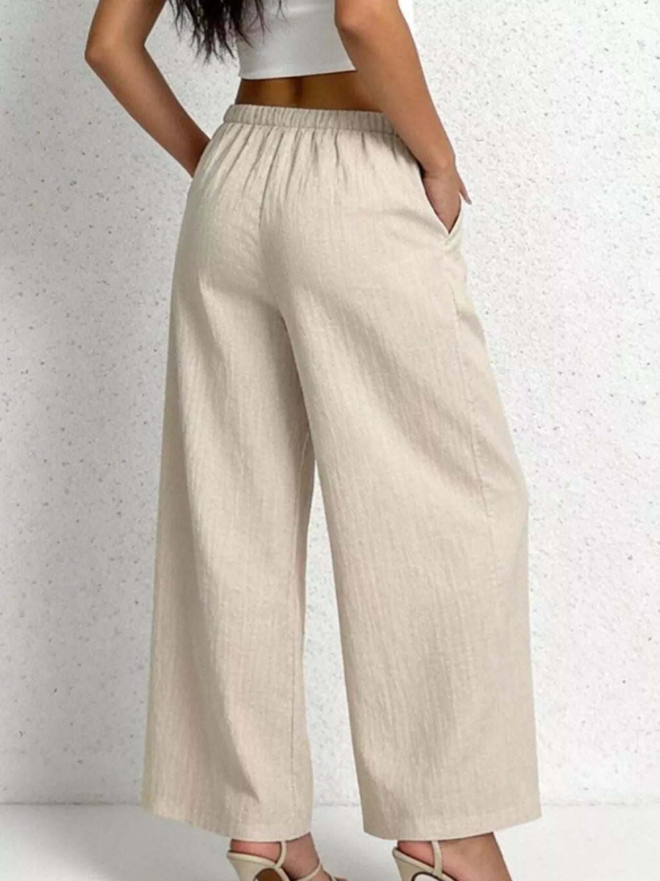 Casual Drawstring Wide Leg Pants