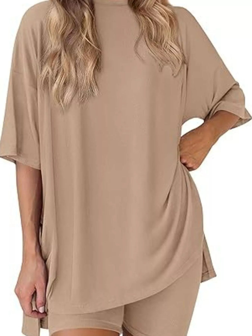Full Size Half Sleeve T-Shirt and Shorts Set Plus Size