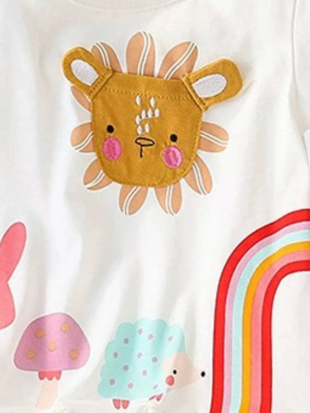 Children's Cartoon Animal Graphic Ruffle Hem T-Shirt