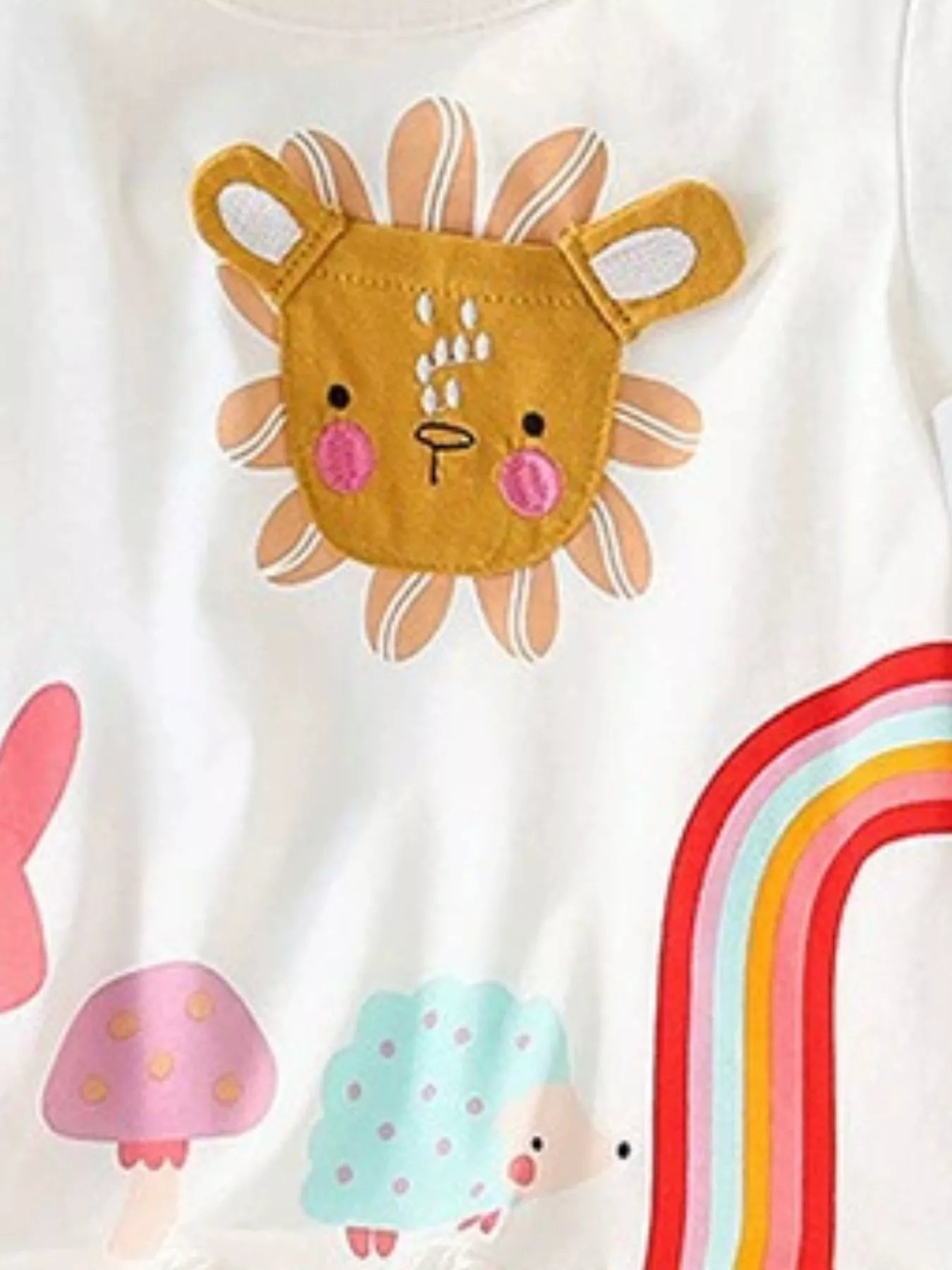 Children's Cartoon Animal Graphic Ruffle Hem T-Shirt