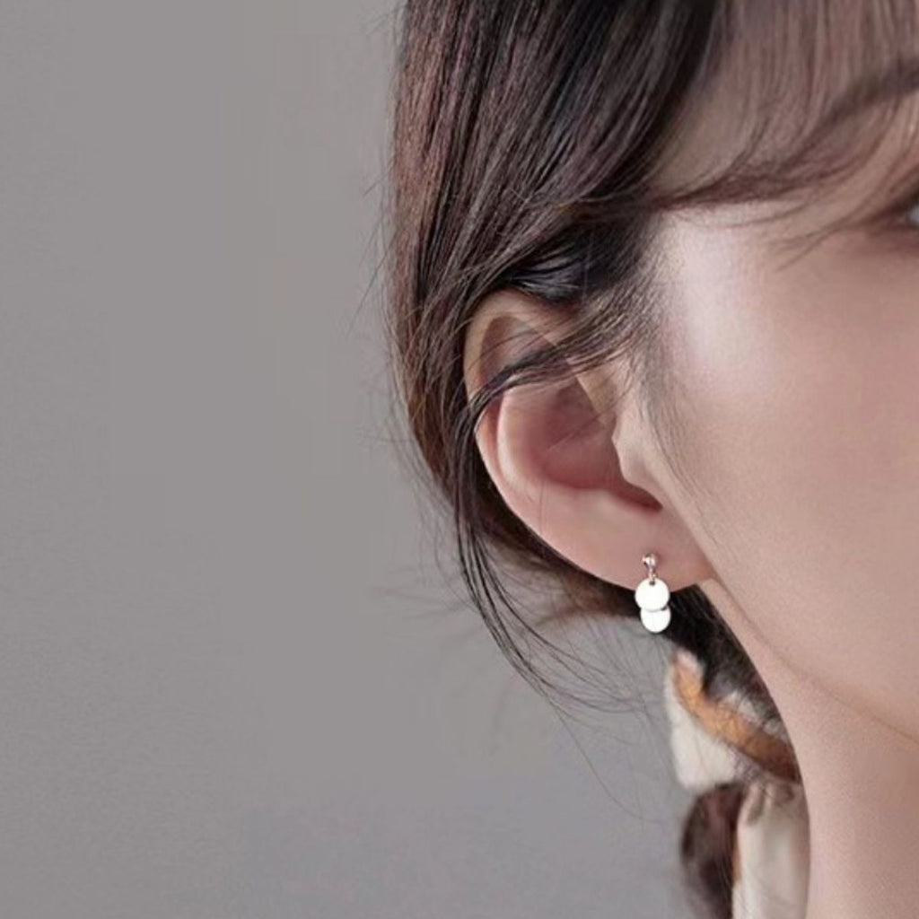 925 Sterling Silver Round Piece Drop Earrings
