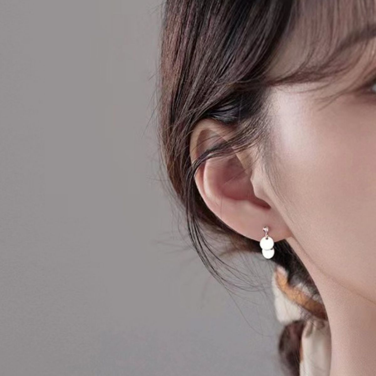 925 Sterling Silver Round Piece Drop Earrings
