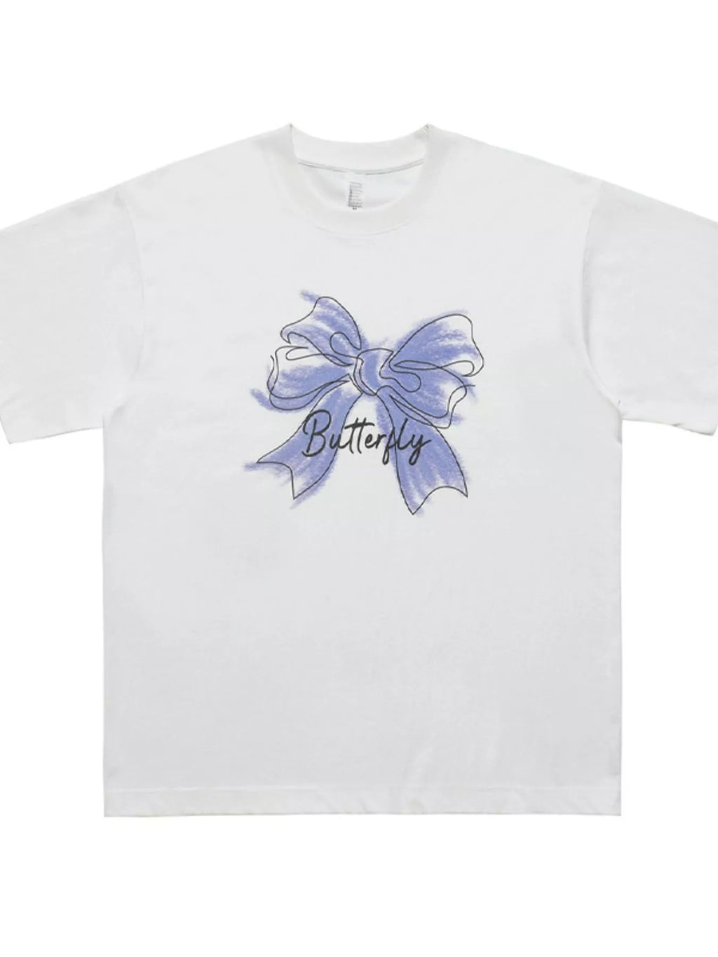 Men's Bow Butterfly Round Neck Short Sleeve T-Shirt