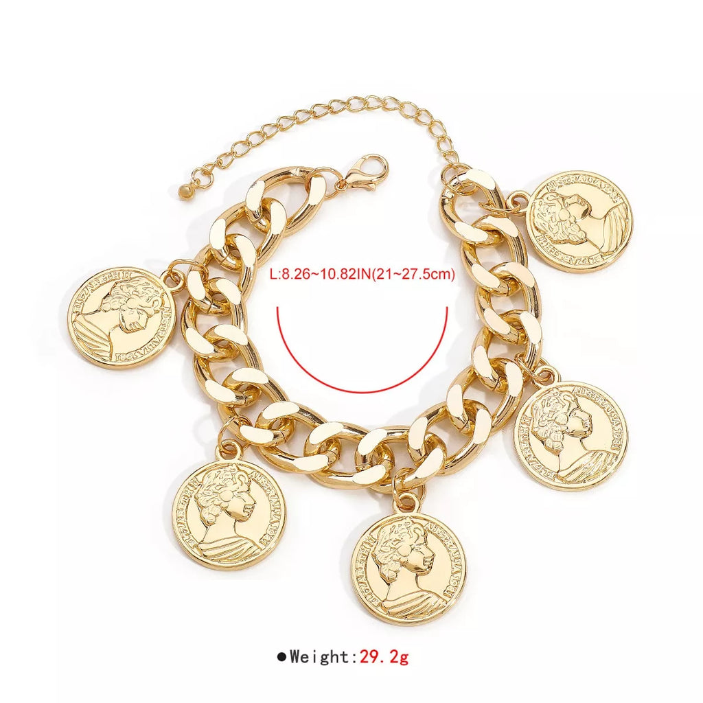 18K Gold-Plated Coin Charm Bracelet