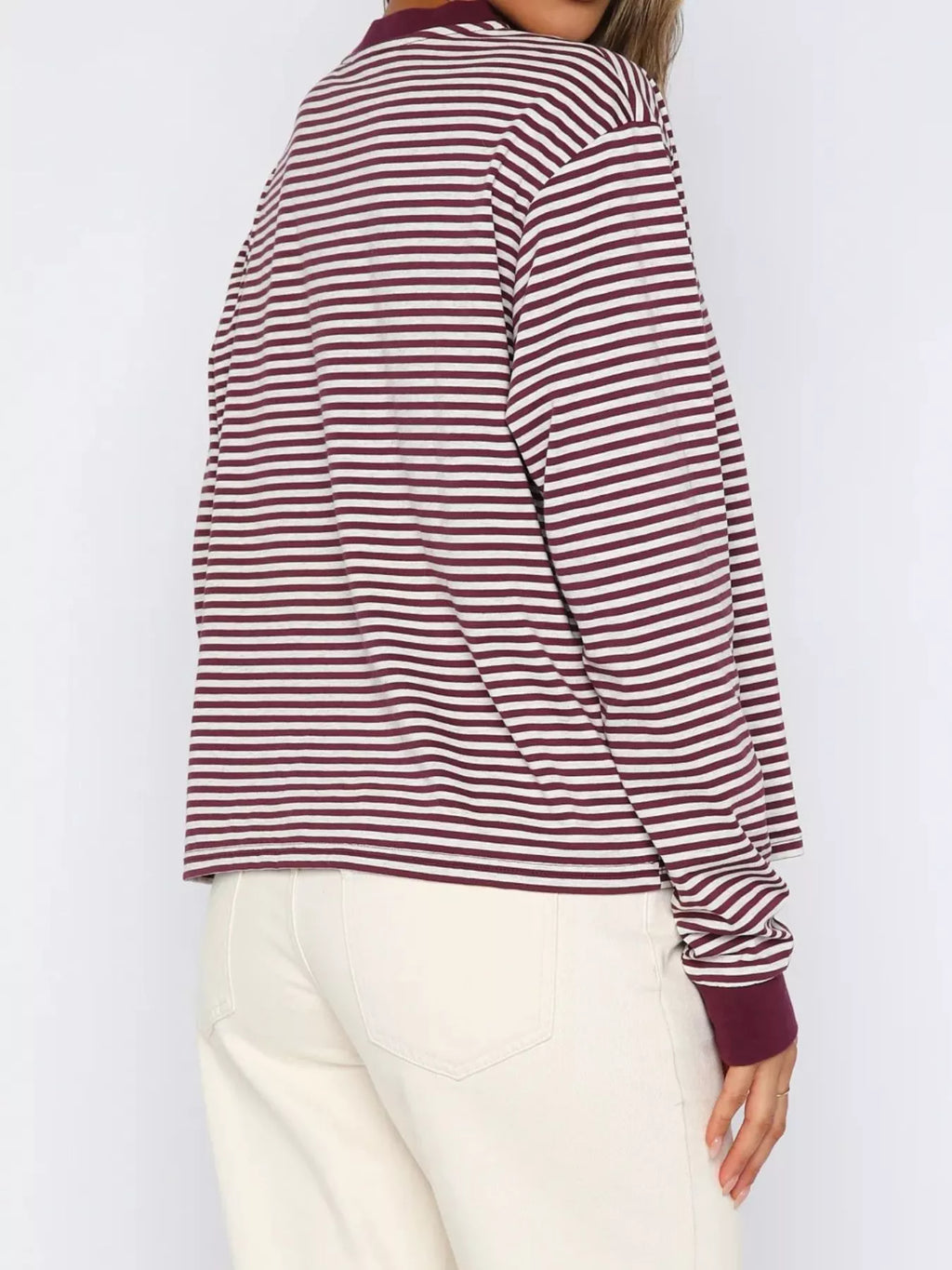 Striped Oversized Round Neck Sweatshirt