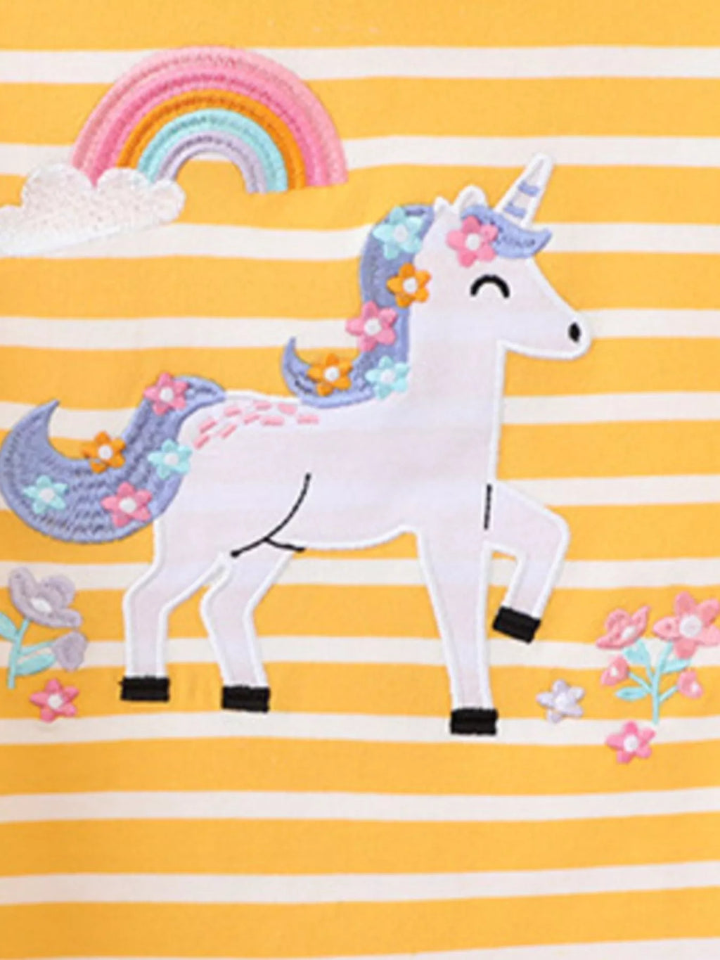 Children's Striped Unicorn Short Sleeve T-Shirt