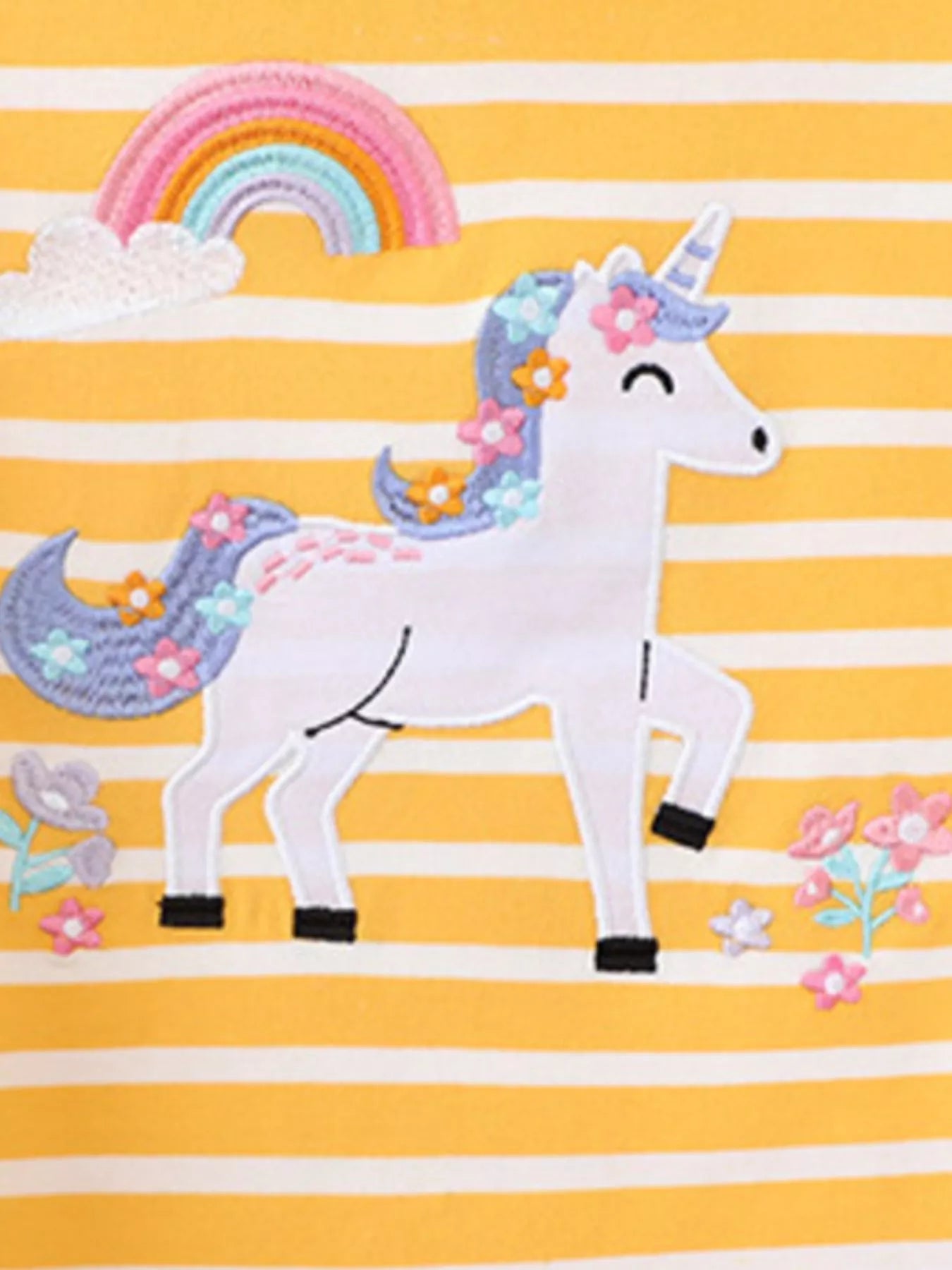 Children's Striped Unicorn Short Sleeve T-Shirt
