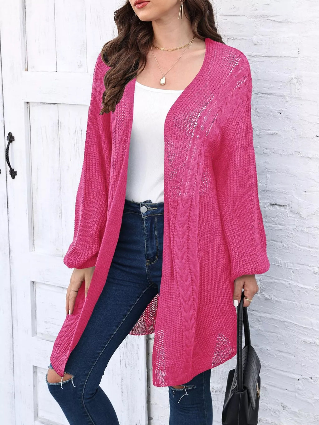 Open Front Long Sleeve Cardigan