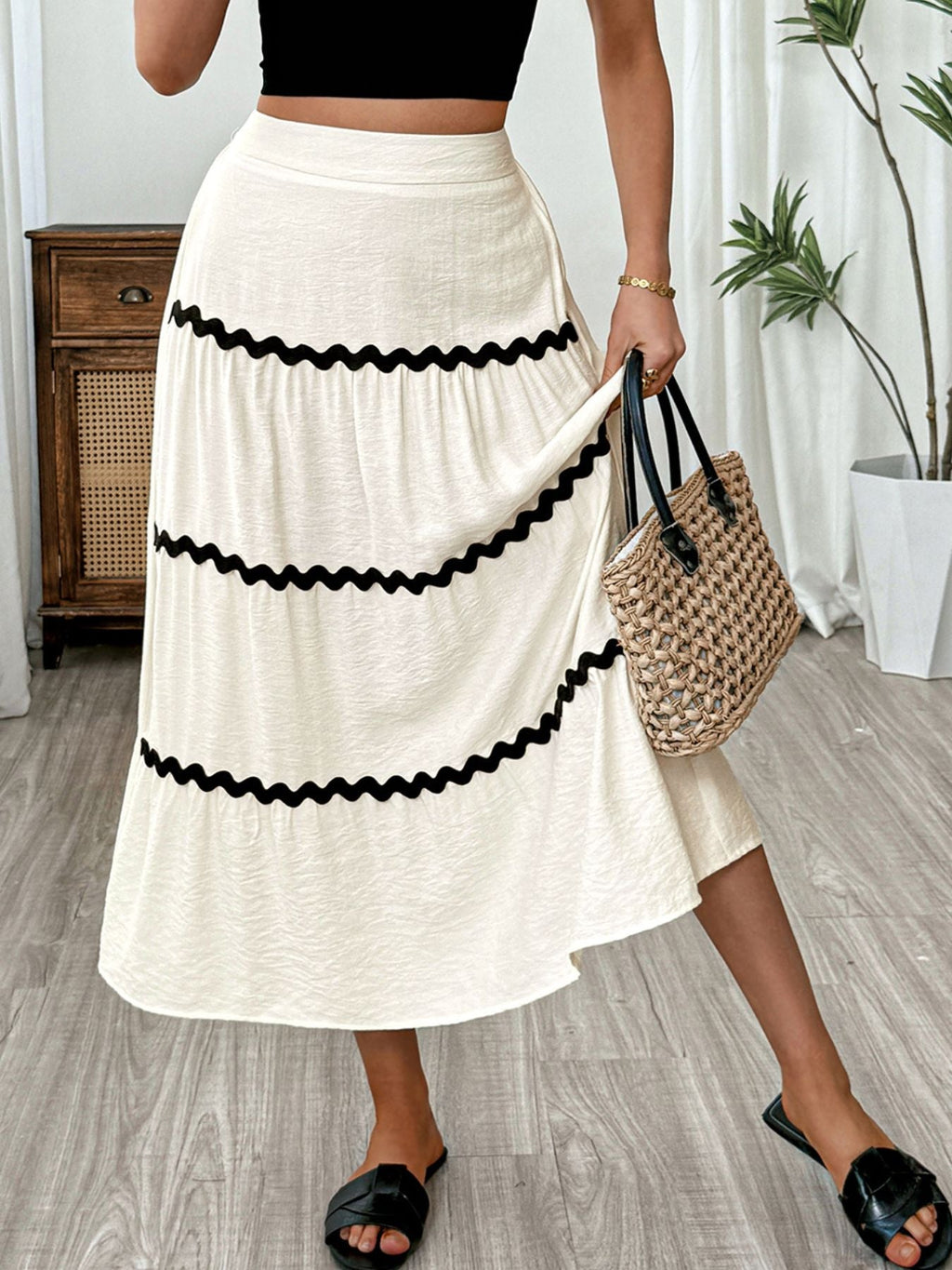 Tiered Flowy Midi Skirt