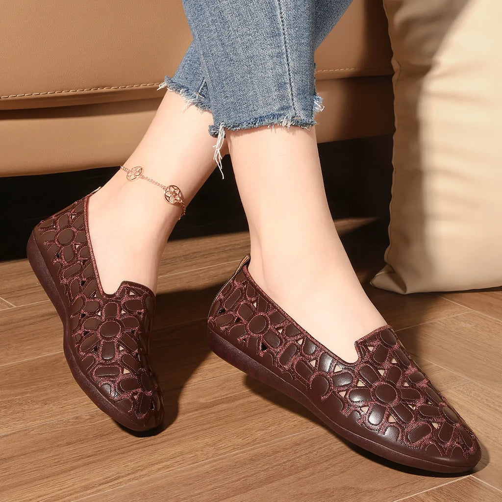 Cutout Round Toe Slip-Ons