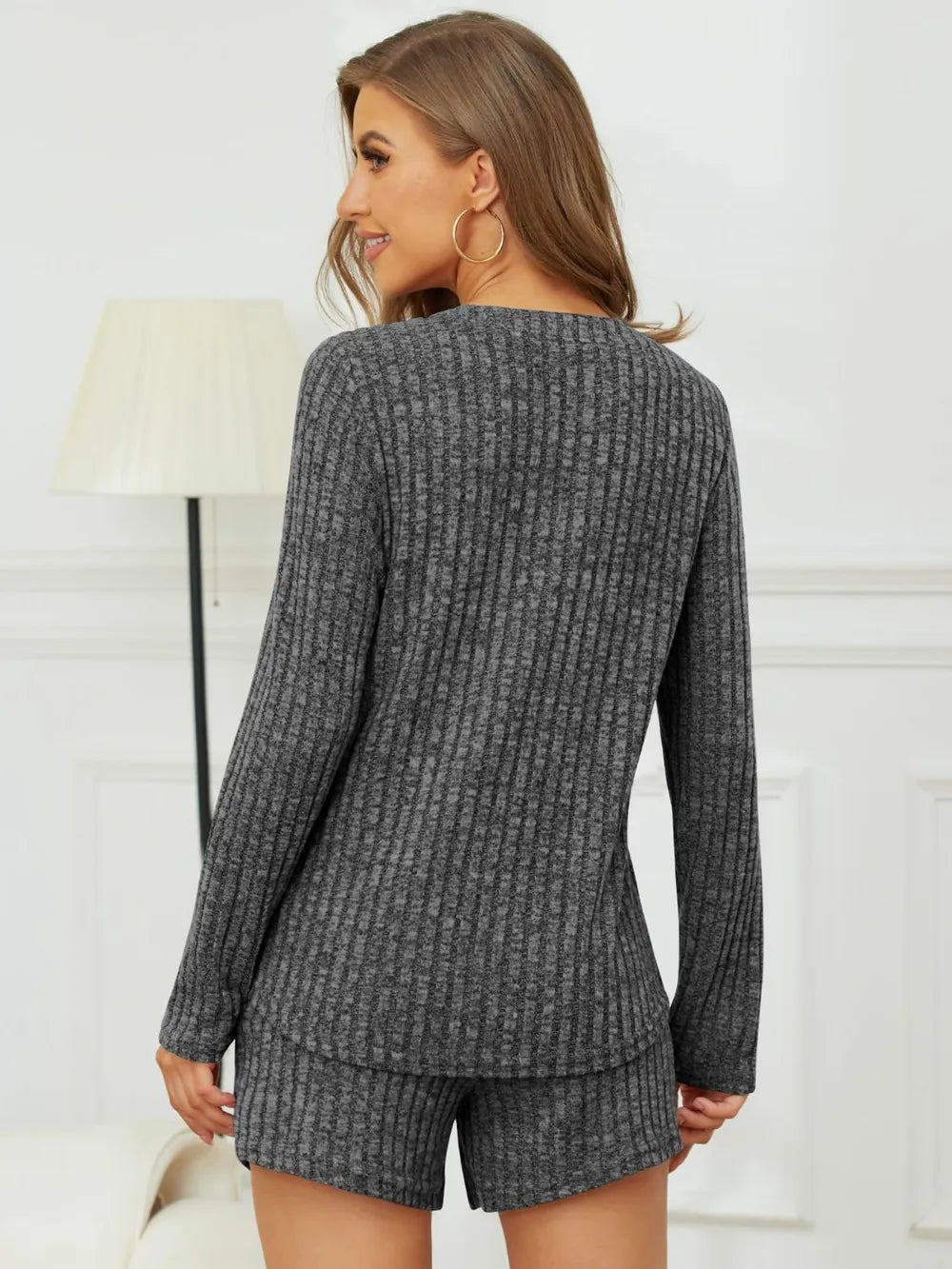 Ribbed Round Neck Top and Shorts Set