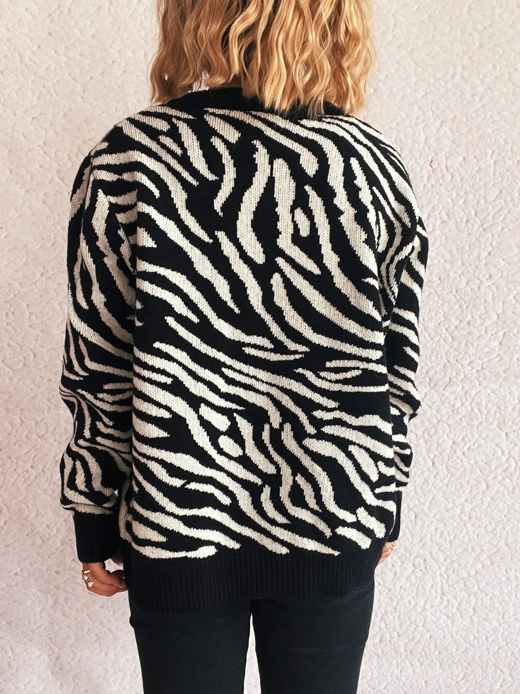 Zebra Print Zip Up Cardigan