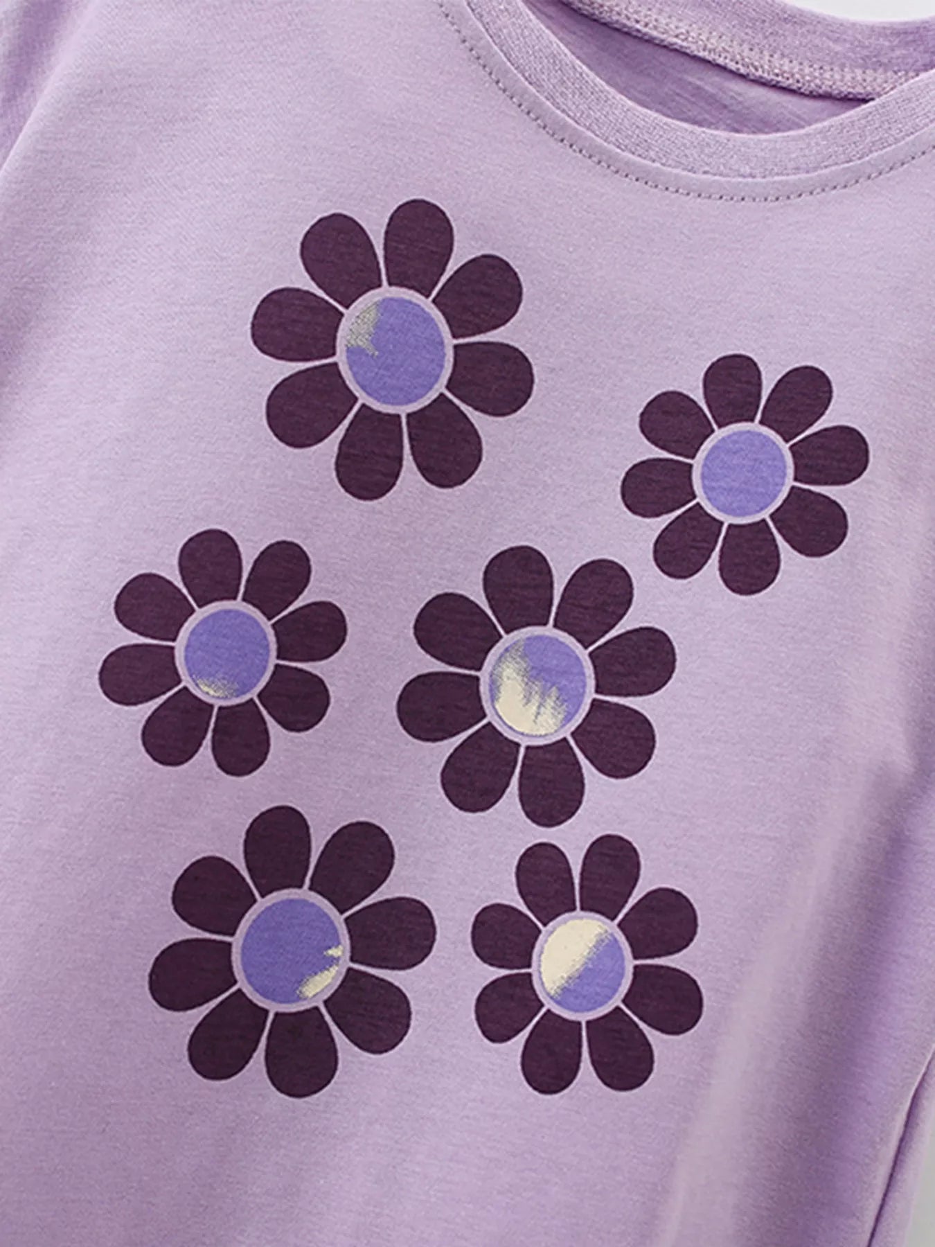 Children's Cute Floral Print Short Sleeve T-Shirt