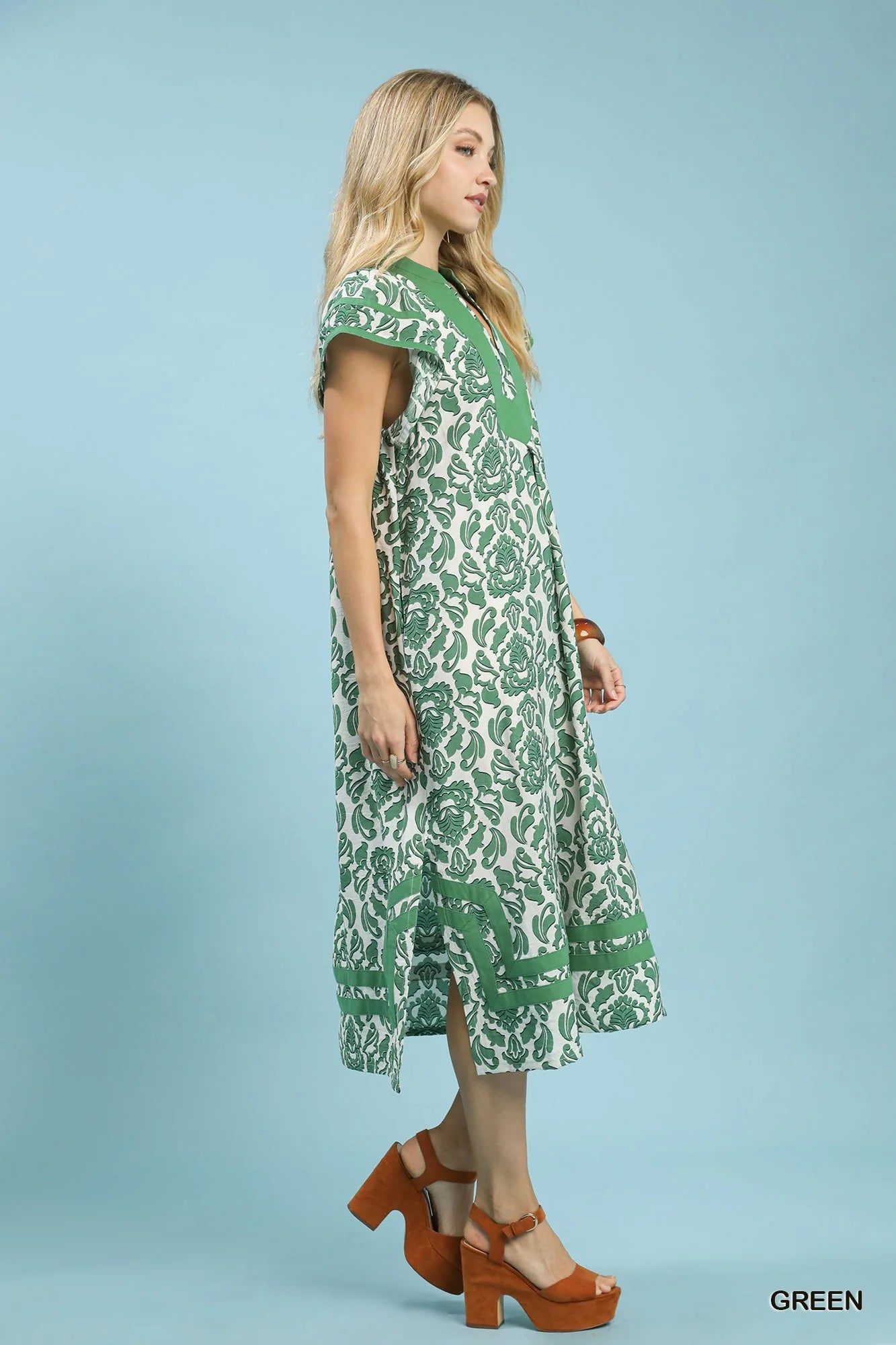 Umgee Abstract Two Tone Print Midi Dress