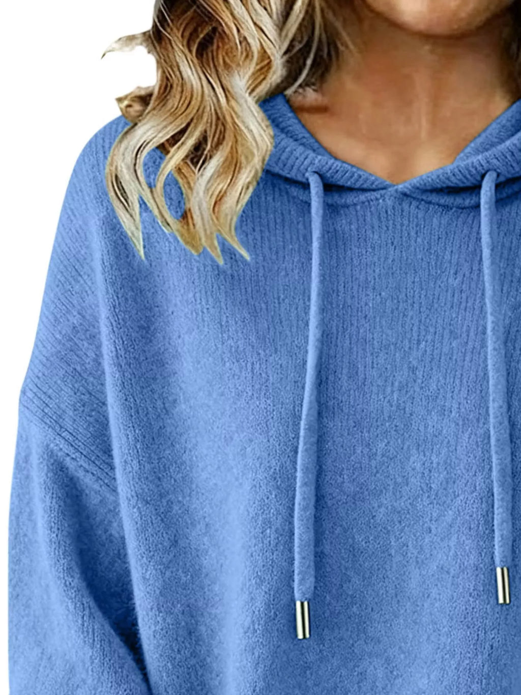 Drawstring Long Sleeve Hooded Sweater