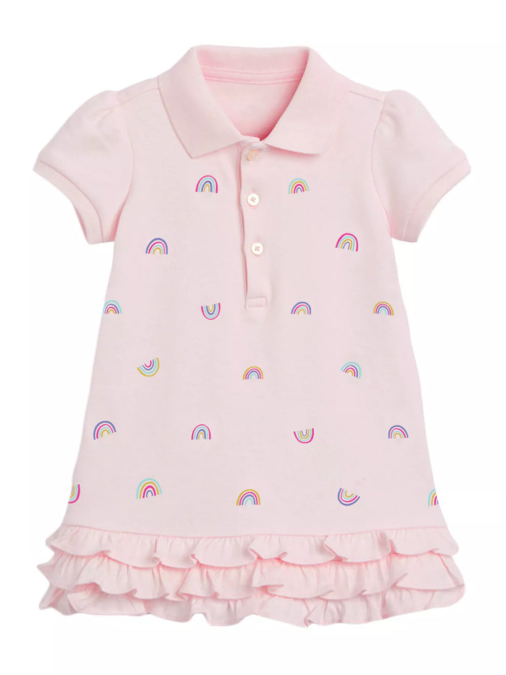 Children's Rainbow Ruffle Hem Polo Dress