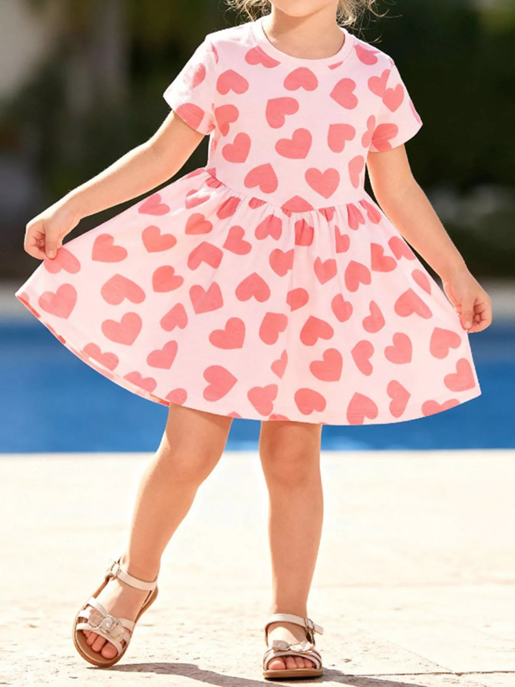 Children's Heart Print Casual Dress