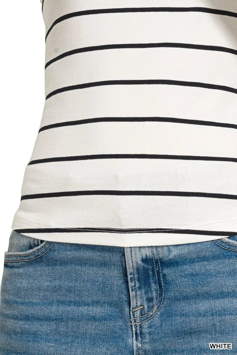 Zenana Striped Round Neck Tank Top
