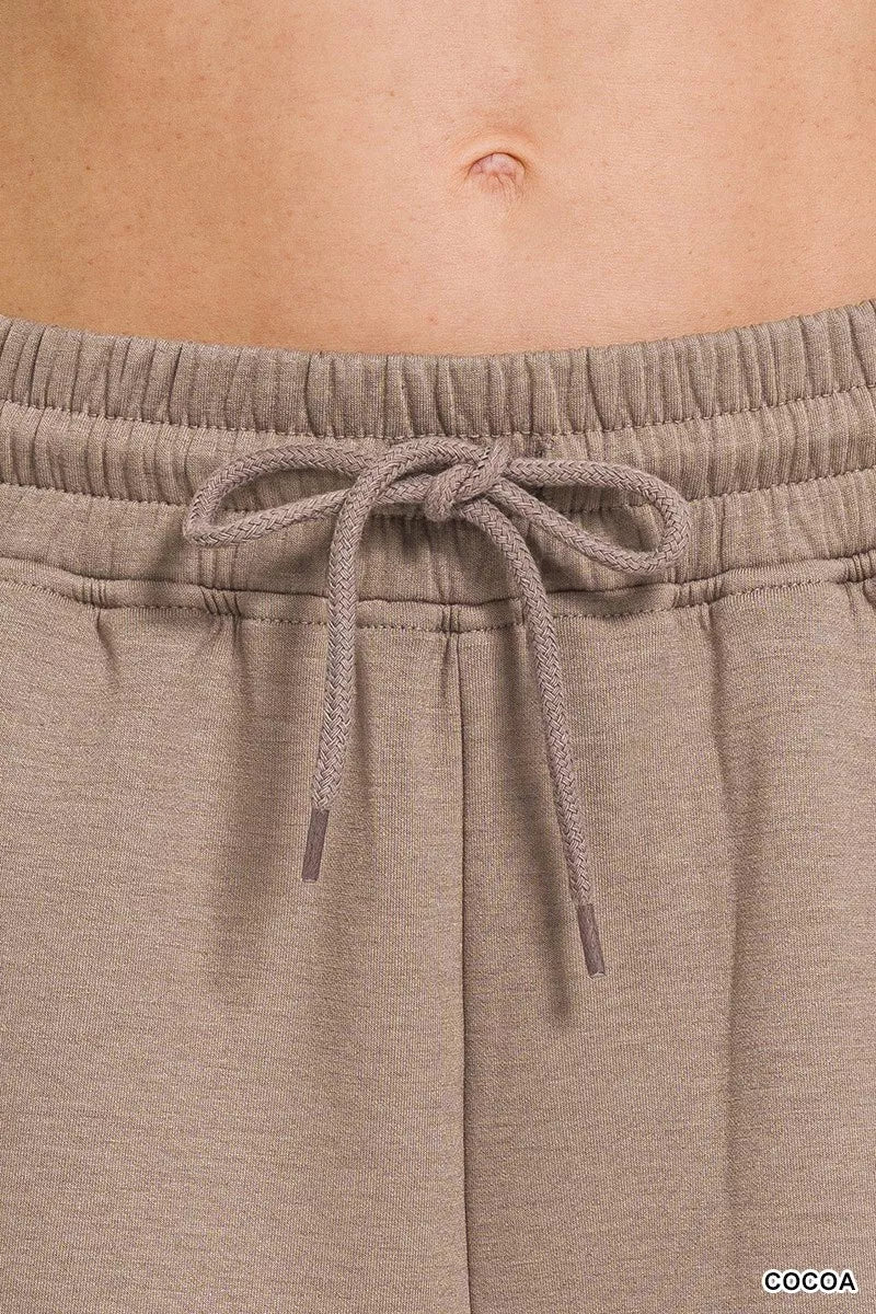 Zenana Scuba Elastic Waistband Shorts With Pocket