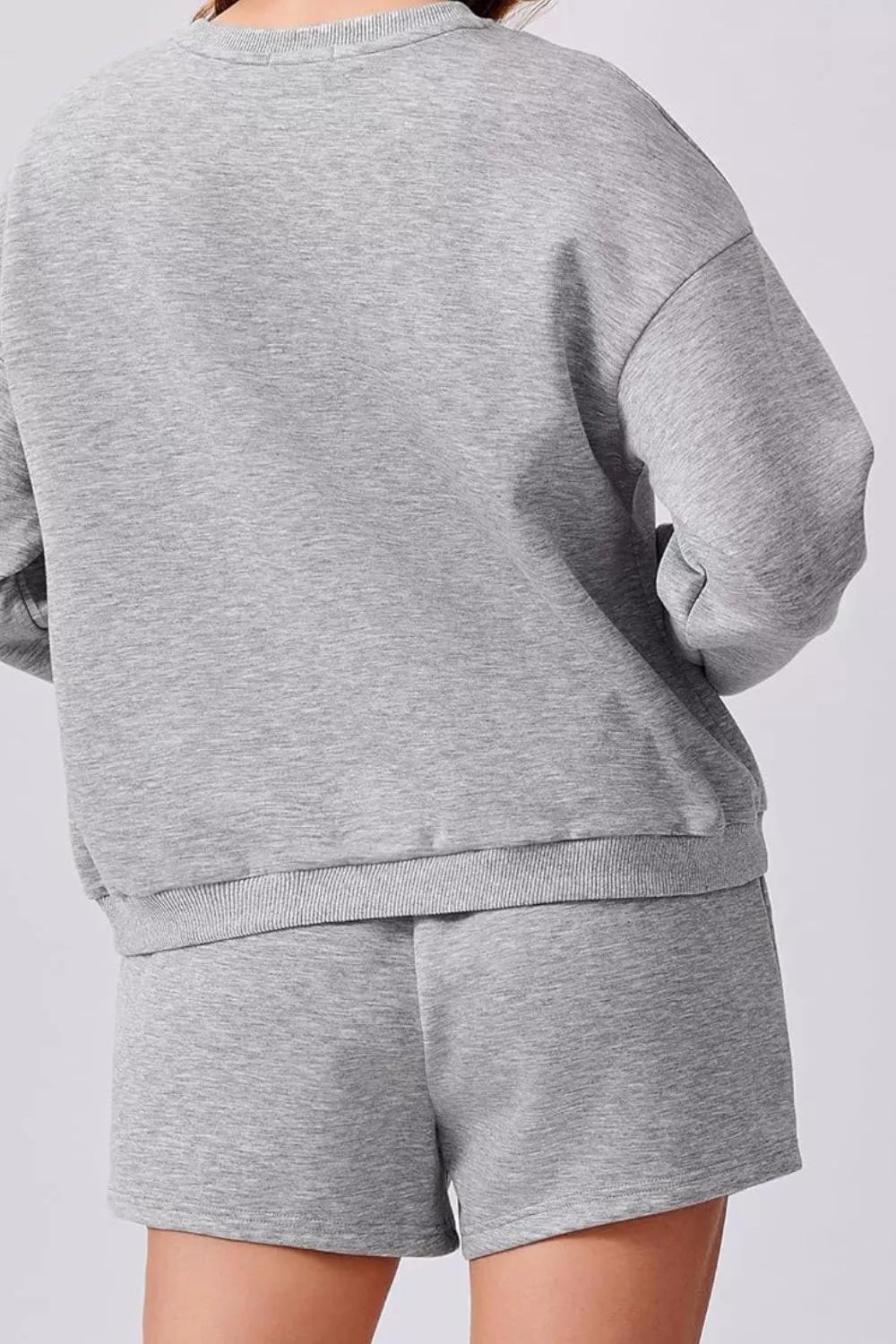 Round Neck Sweatshirt and Shorts Set
