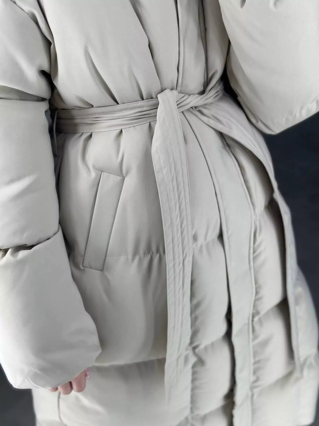 Longline Padded Winter Coat with Belted