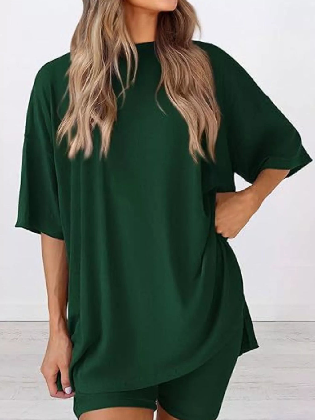 Full Size Half Sleeve T-Shirt and Shorts Set Plus Size