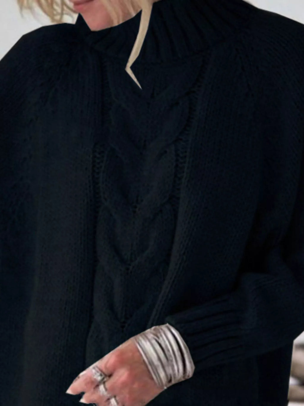 Cable-Knit Long Sleeve Sweater