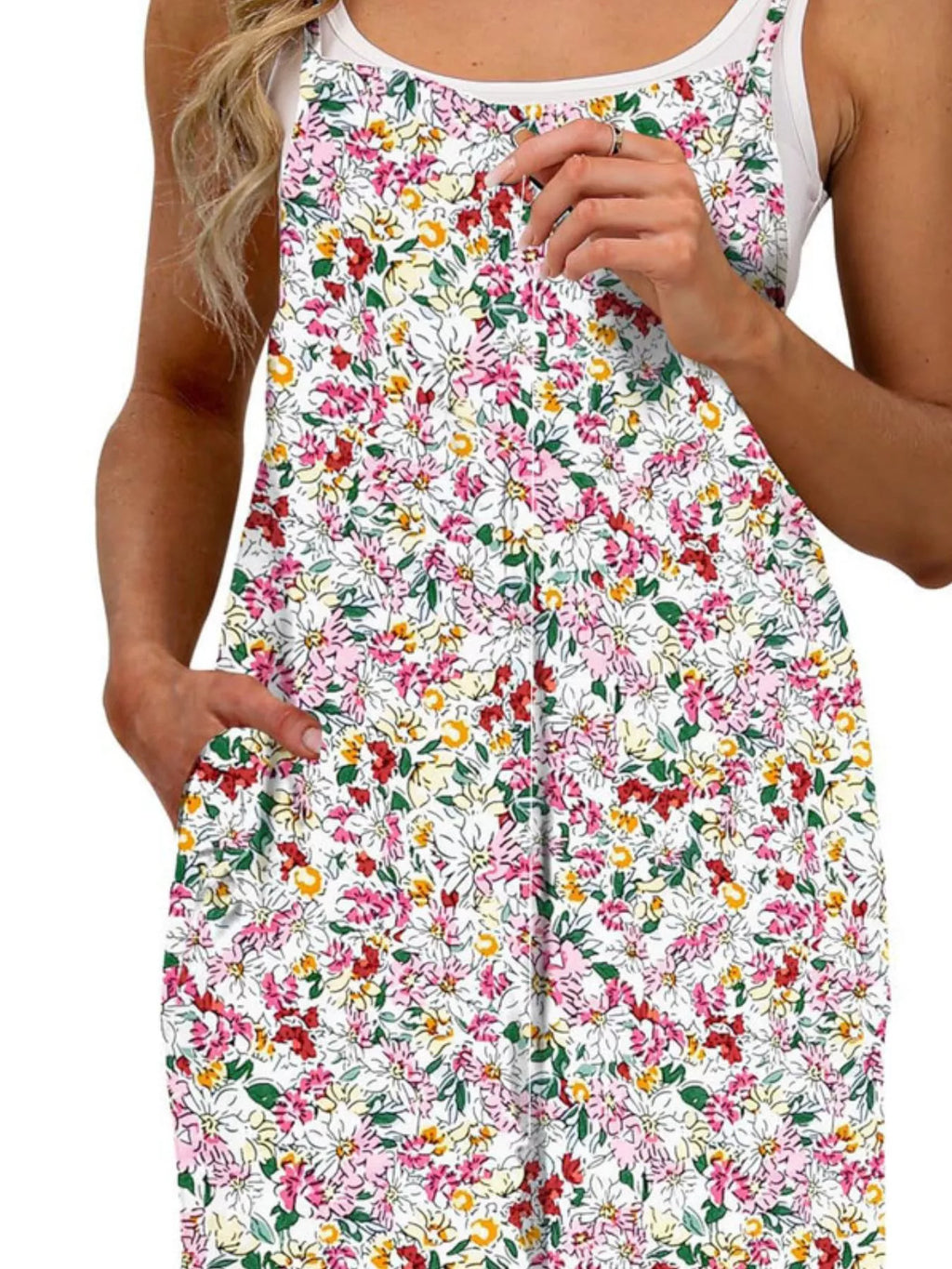 Full Size Floral Print Wide Leg Casual Jumpsuit Plus Size