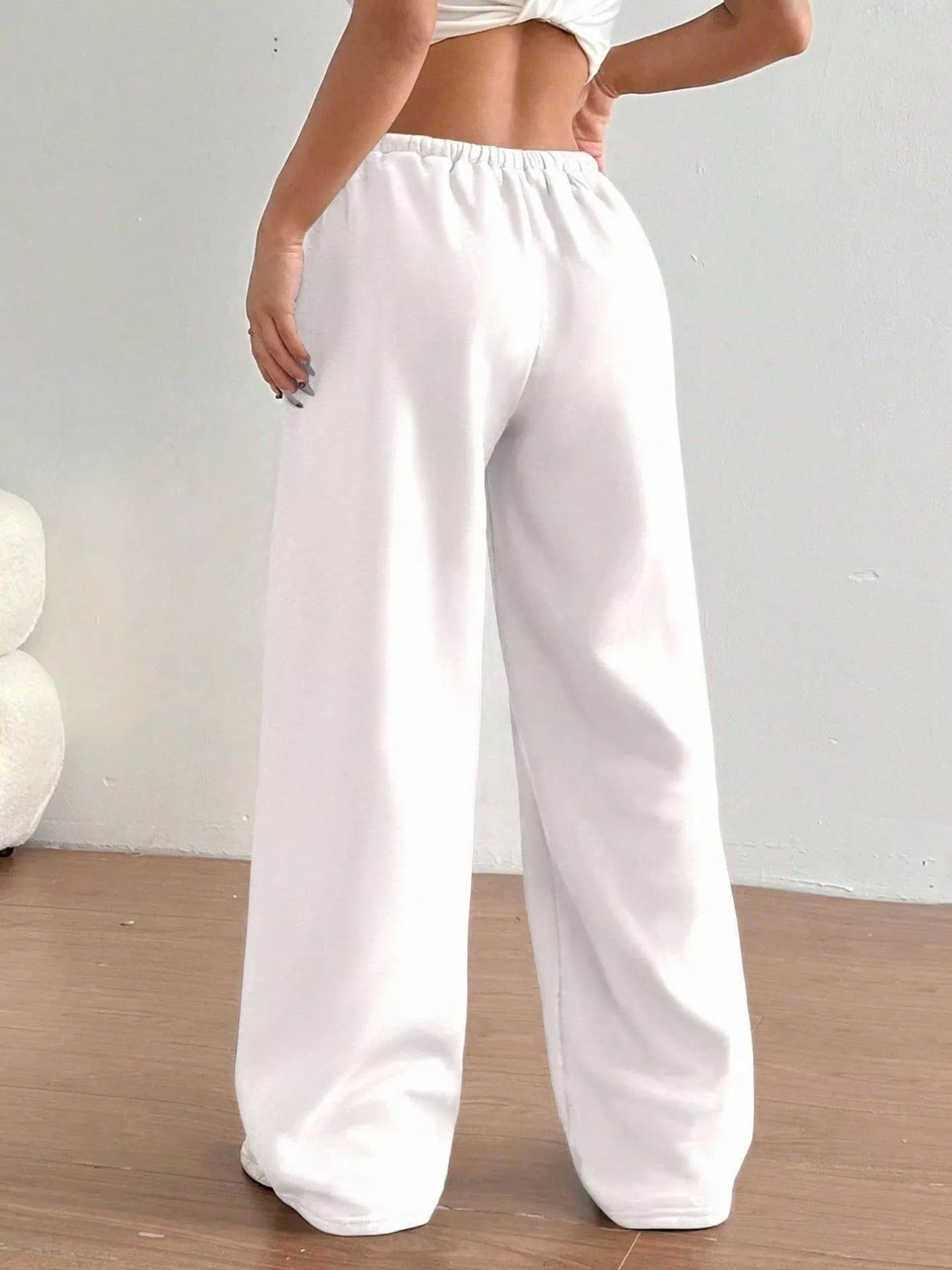 Casual Drawstring High Waist Wide Leg Sweatpants