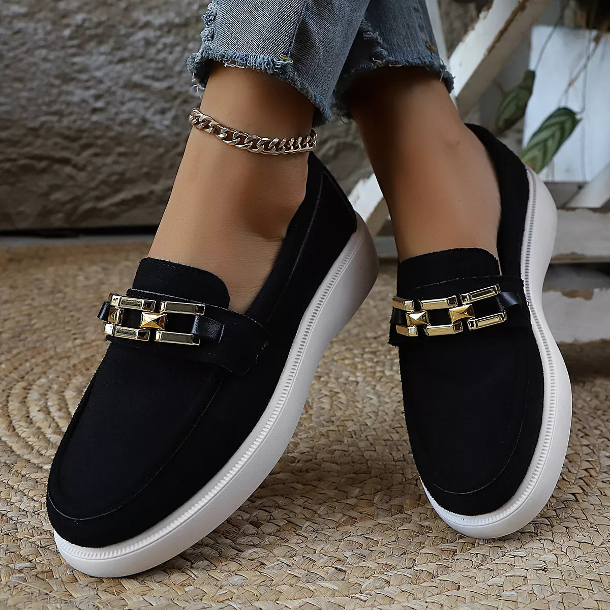 Round Toe Platform Slip-Ons