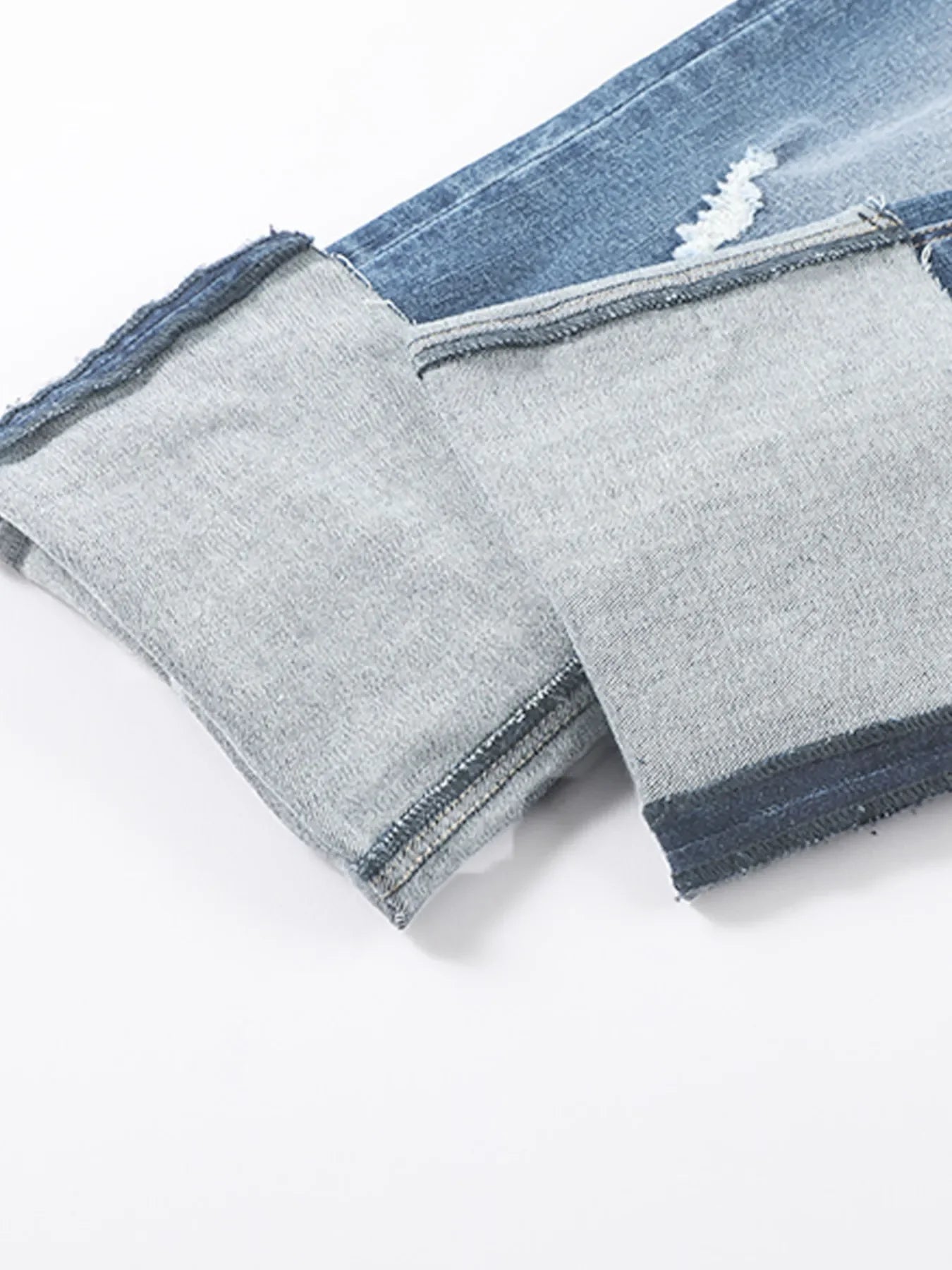 High Waist Distressed Straight Leg Jeans