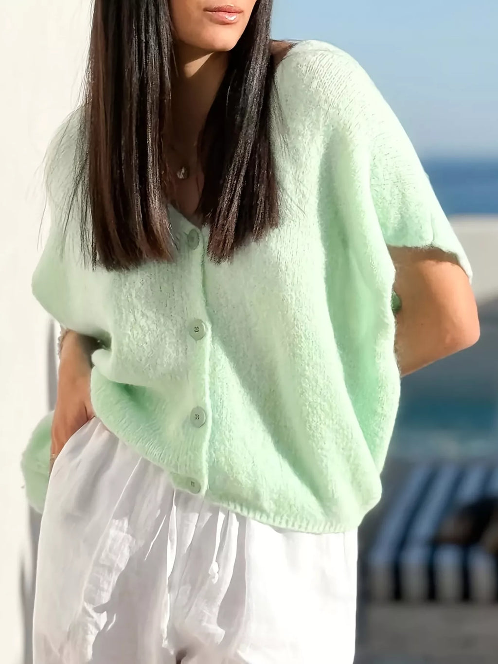 Button Up Short Sleeve Cardigan