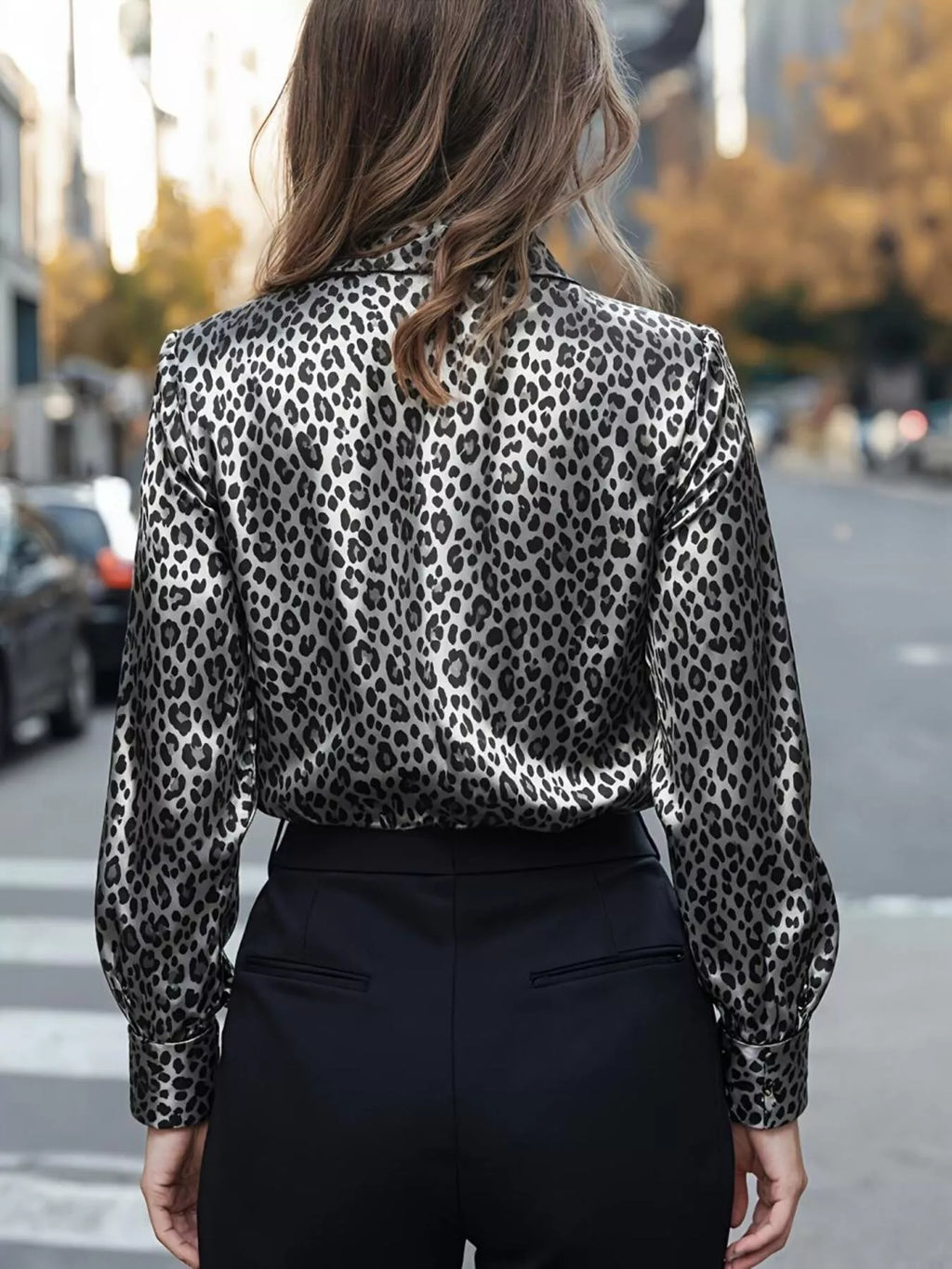 Leopard Button Up Long Sleeve Shirt