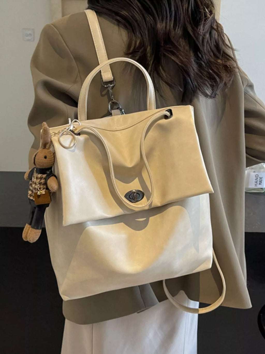 Leather Flap Backpack Bag