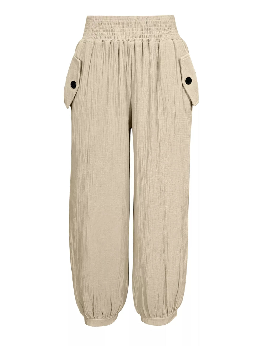 Smocked Textured Casual Pants
