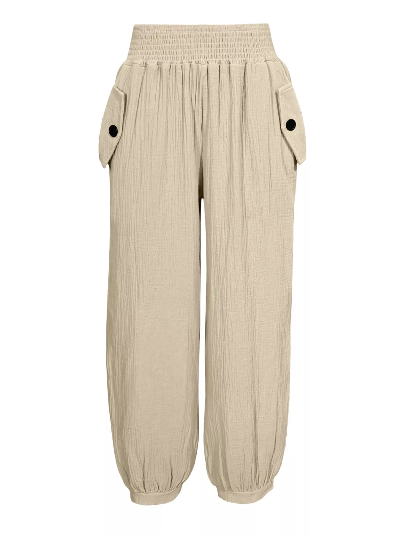Smocked Textured Casual Pants