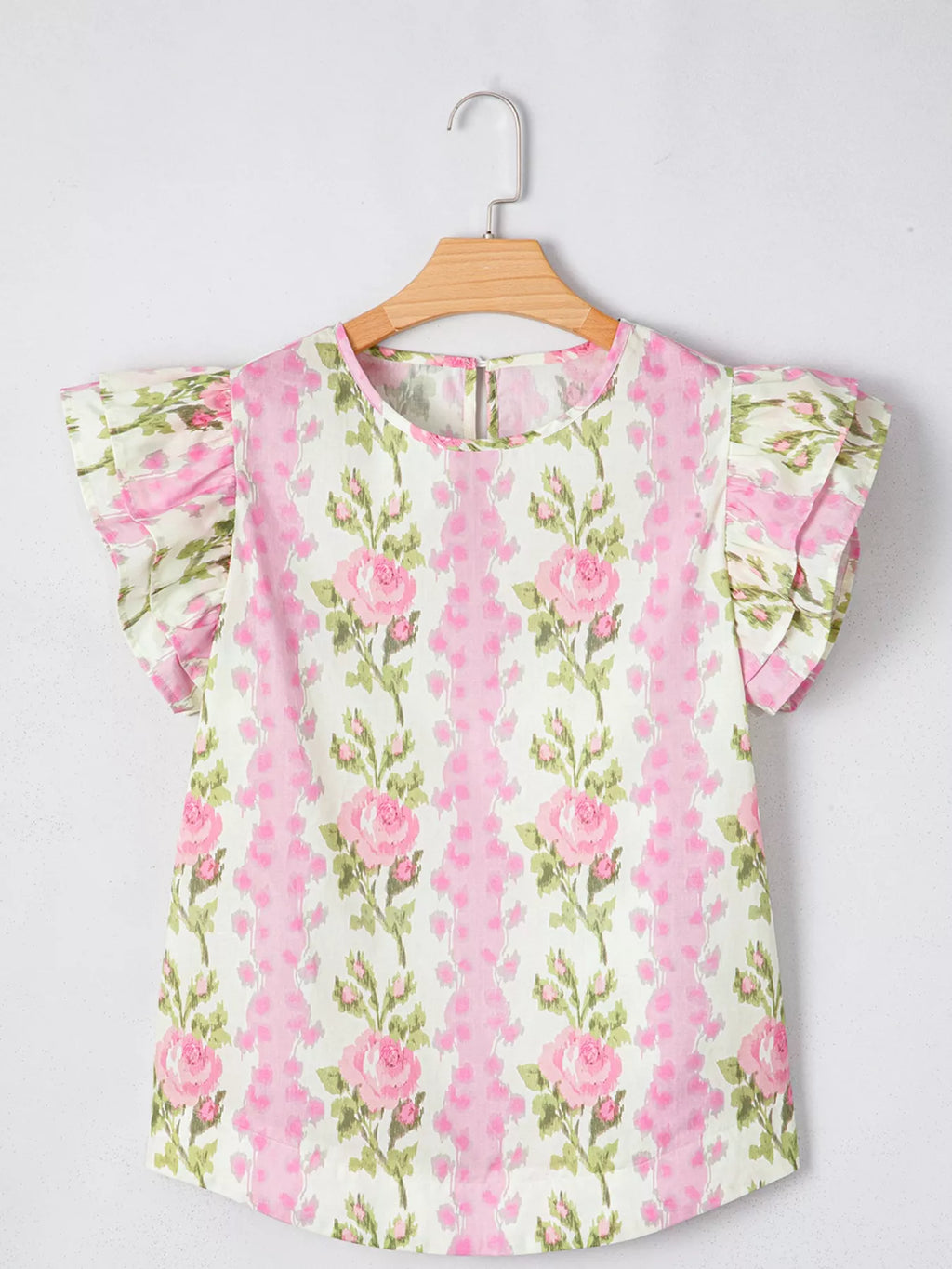 Floral Ruffle Sleeve Blouse